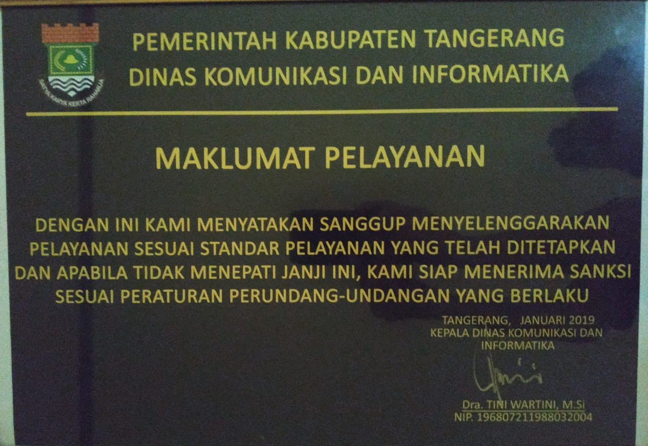 Maklumat Pelayanan Dinas Komunikasi dan Informatika Kabupaten Tangerang
